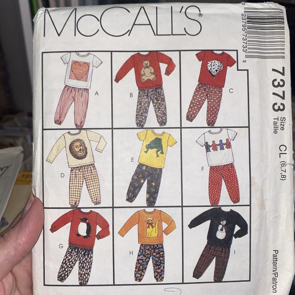 Vintage 1994 McCalls 7373 Childrens Pajamas Sewing Pattern Size 6-8 Cut Complete
